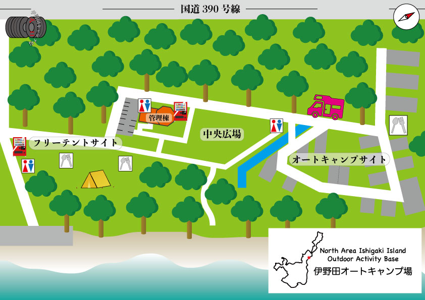 伊野田オートキャンプ場内マップ